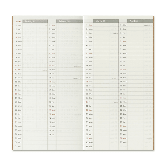 Refill  2026 Weekly + Memo TRAVELER´S Notebook