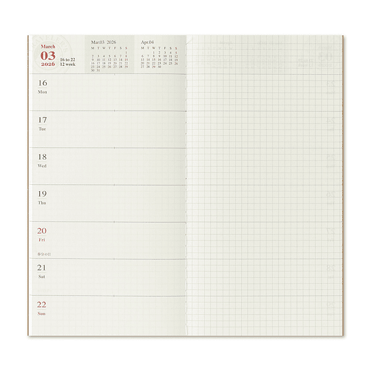 Refill  2026 Weekly + Memo TRAVELER´S Notebook