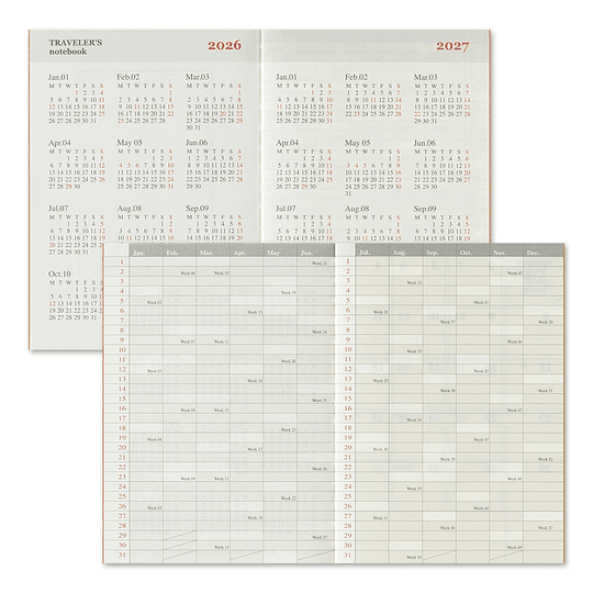 Refill  2026 Monthly Passport Size TRAVELER´S Notebook