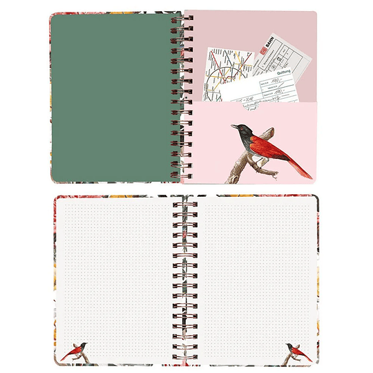 Cedon Libreta Anillada A5 Tapa Dura Red Birdies 