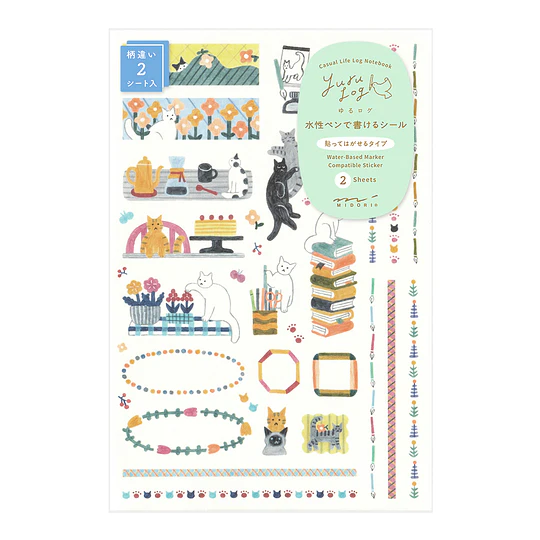 Yuru Log Sticker 2 Sheets  Cat