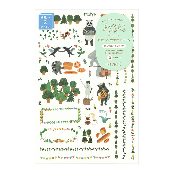 Yuru Log Sticker 2 Sheets  Forest Animal 