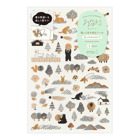 Yuru Log Decoration Sticker 1 Sheet Camouflage Forest