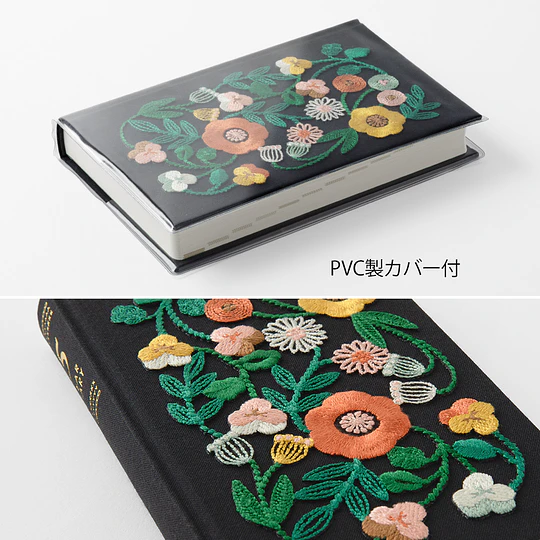 Midori 5-Year Diary Embroidery Flower Black