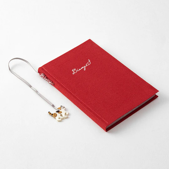 Midori Diary with Embroidered Bookmark Cat