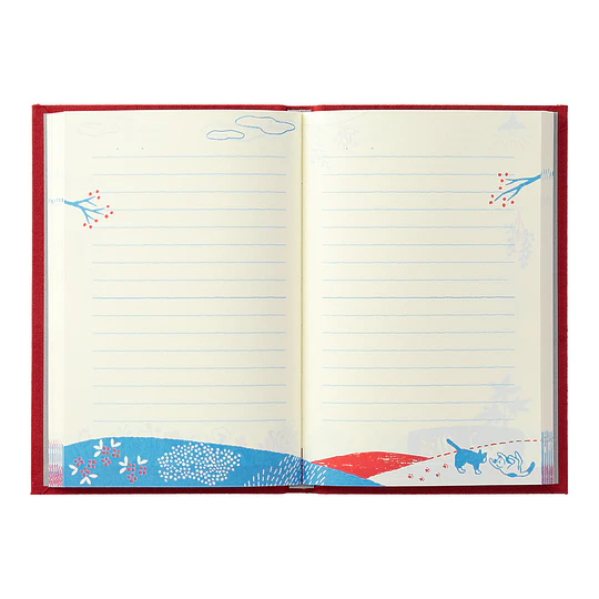 Midori Diary with Embroidered Bookmark Cat