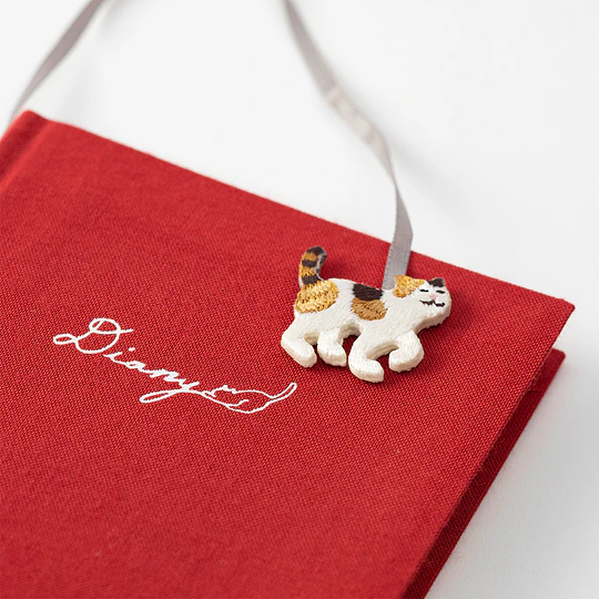 Midori Diary with Embroidered Bookmark Cat