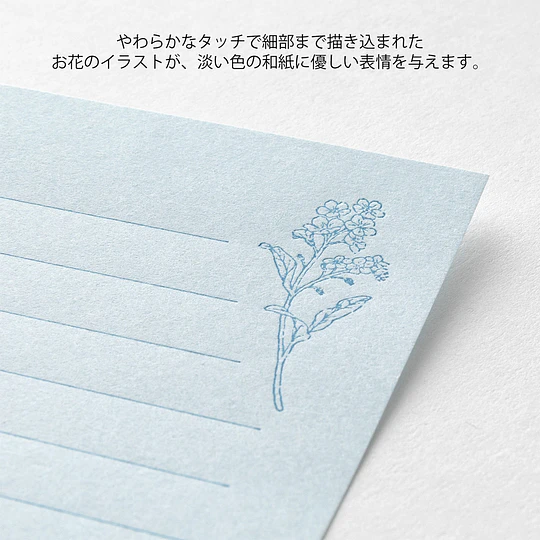 Midori Mini Letter Set HANAIRO WASHI Blue