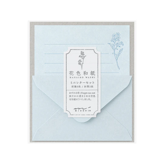 Midori Mini Letter Set HANAIRO WASHI Blue