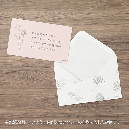 Midori Card Set Business Card Size HANAIRO WASHI  Pink