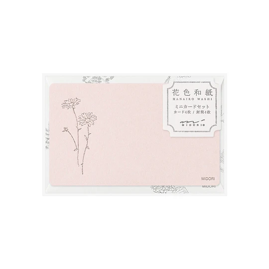 Midori Card Set Business Card Size HANAIRO WASHI  Pink