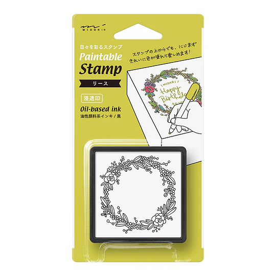 Midori Paintable stamp Pre-inked Wreath