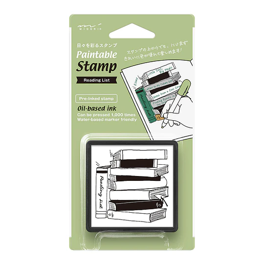 Midori Paintable stamp Pre-inked Reading List