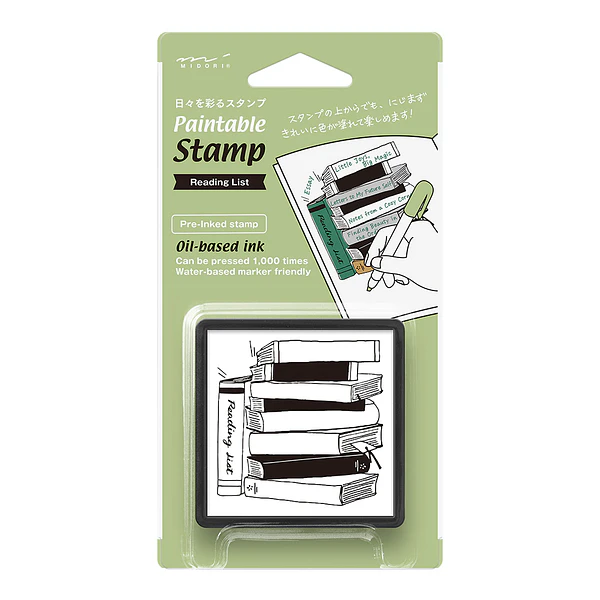 Midori Paintable stamp Pre-inked Reading List
