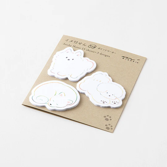 Midori Sticky Notes Point White Dog