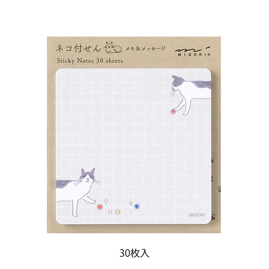 Midori Sticky Notes Ball and Cat 