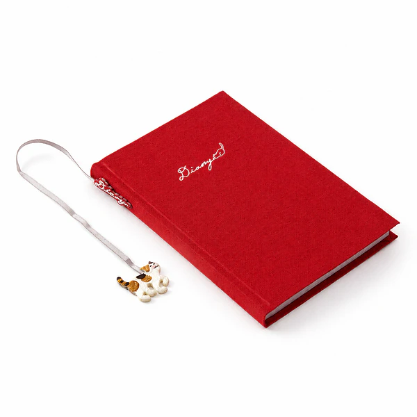 Midori Diary with Embroidered Bookmark Cat