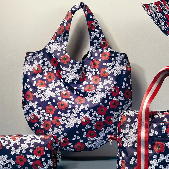 Cedon Bolsa Tela Redonda Anémonas Azul/Rojo