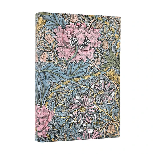 Paperblanks Agenda Mini 2027 Diaria William Morris, Pink Honeysuckle (Sangorski & Sutcliffe)