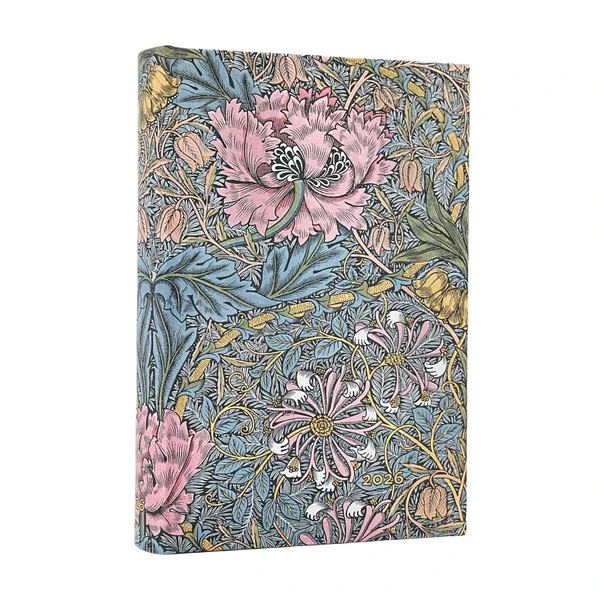 Paperblanks Agenda Mini 2027 Diaria William Morris, Pink Honeysuckle (Sangorski & Sutcliffe)