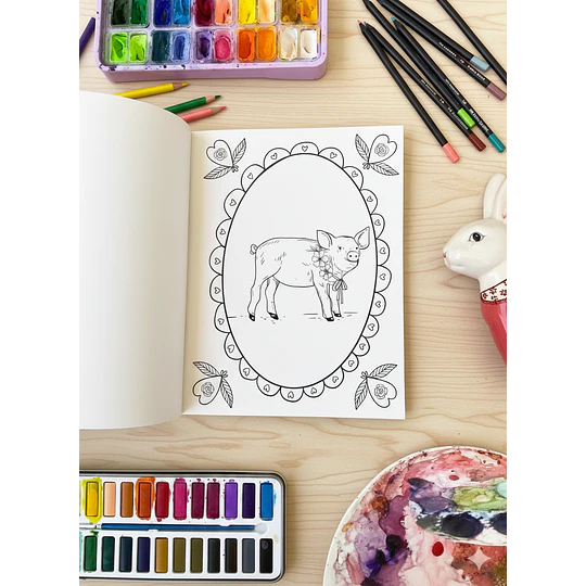 Libro de Pintar Fiesta Animal Casa Lapín