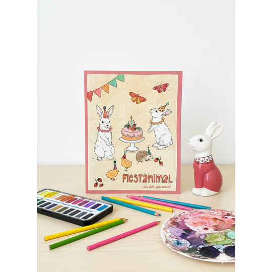 Libro de Pintar Fiesta Animal Casa Lapín