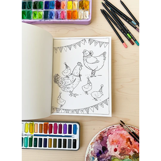 Libro de Pintar Fiesta Animal Casa Lapín