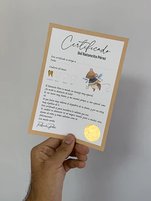 Certificado del Ratoncito Pérez.
