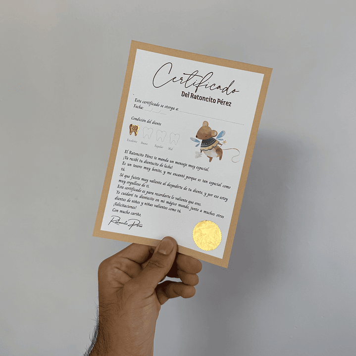 Certificado del Ratoncito Pérez. 1