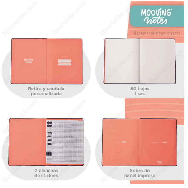 Cuaderno de Dibujo, Sketchbook, Tamaño 19 x 24 cm, Empastado, Tapa Dura, Mooving Notes, con 80 Hojas Blancas de 100 g/m²