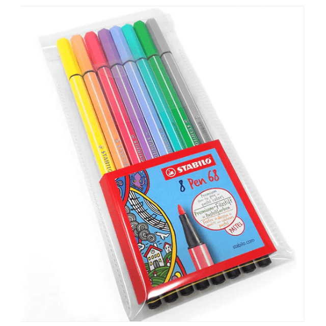 ROTULADOR STABILO PEN 68 PASTEL - ESTUCHE CON 8 COLORES