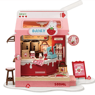 Strawberry Milk Box maqueta miniatura puzzle 3D ROBOTIME