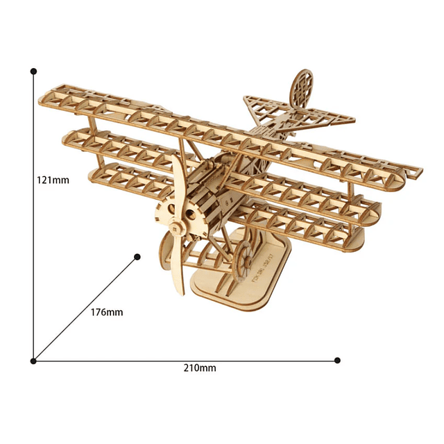 Avión Armable de Madera Triplano Baron Rojo Puzzle 3D