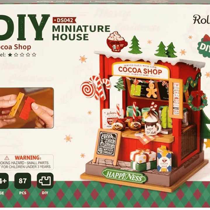 Puesto de chocolate caliente Navideño Cocoa Shop Robotime 2