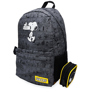 Mochila Mooving Snoopy Gris