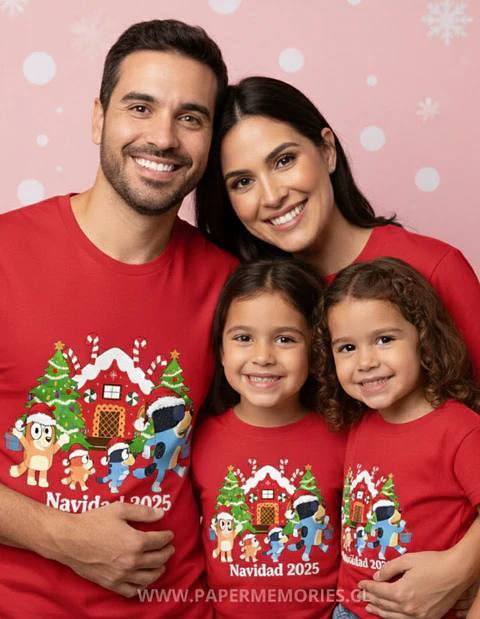 Pack Poleras Navidad " Familia bluey"