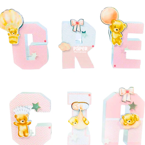 Letras decorativas baby shower 3D 