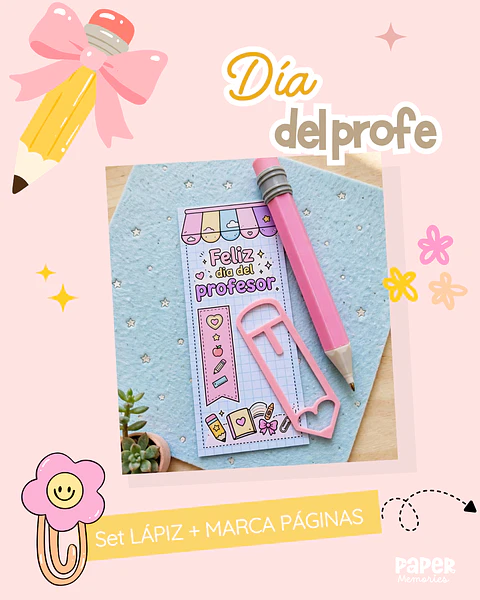 Set Lápiz + marca página día del profesor