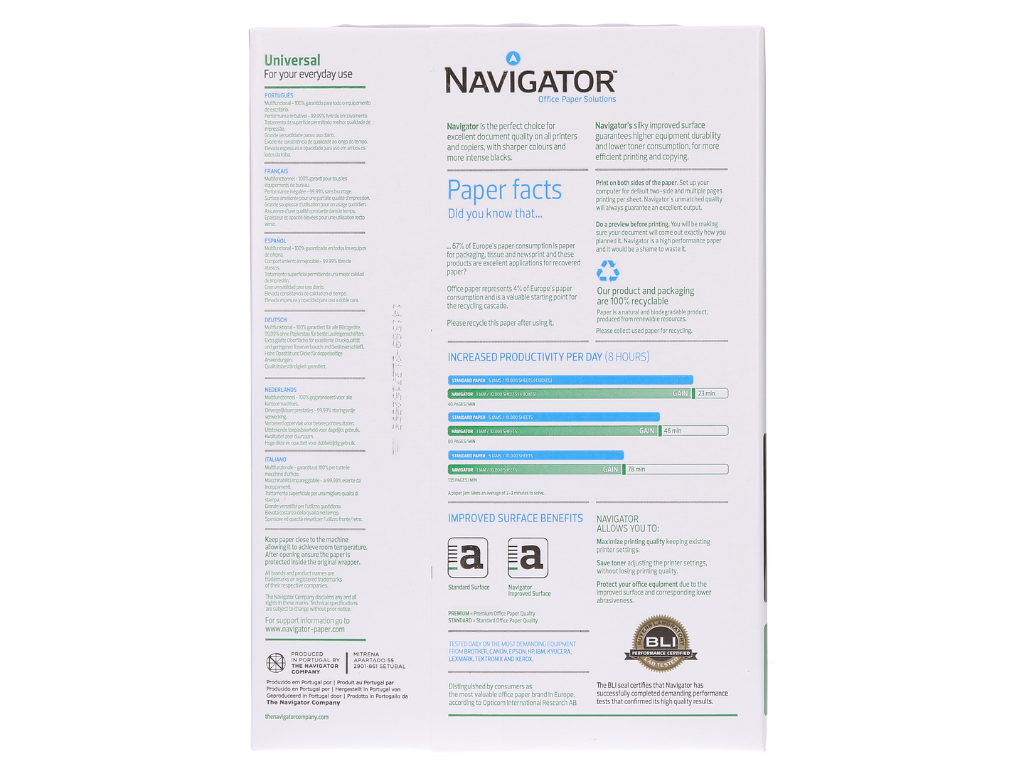  Papel fotocopia navigator A4 80 gr cx 5 rs 2