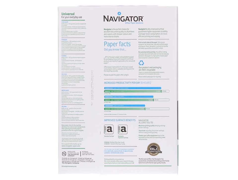  Papel fotocopia navigator A4 80 gr cx 5 rs 2