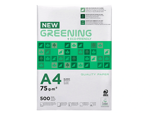        Papel fotocopia greening A4 75 gr 5x500