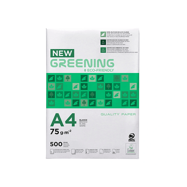        Papel fotocopia greening A4 75 gr 5x500 