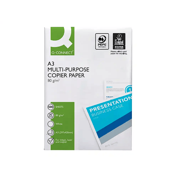 Papel fotocopia A3 80gr Q-Connect 500fl. 