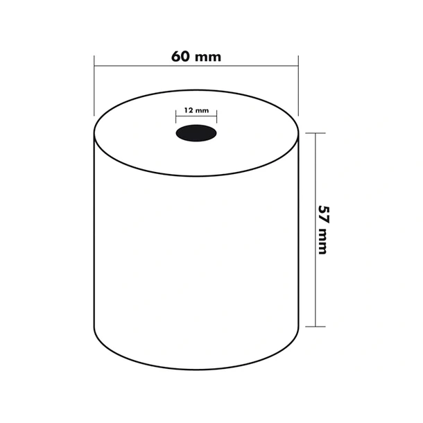 Rolo termico para impressora 57x60x11 mm pack 10 un 3