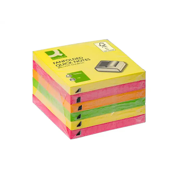 Bloco notas adesivas 76x76mm cores neon sortidas zig-zag  6un. 