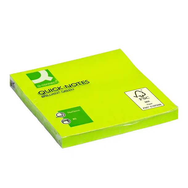 Bloco notas adesivas verde flur. 76x75  80fl. 6un. 