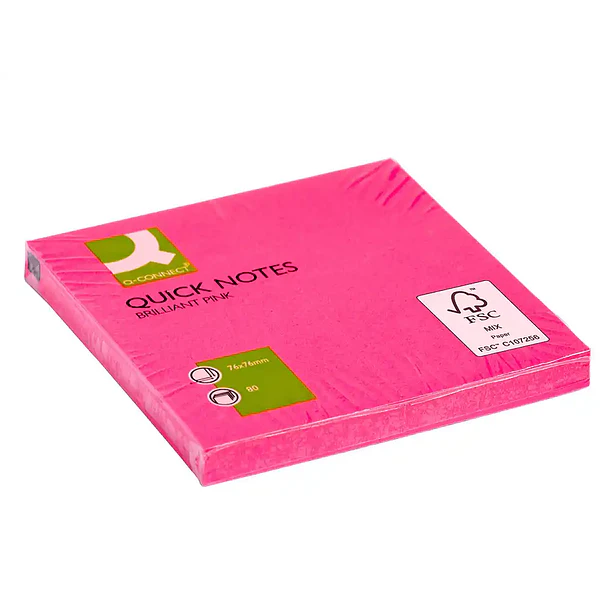 Bloco notas adesivas rosa fluor. 76x76 80fl. 6un. 