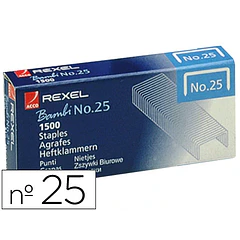   Agrafes rexel nº25  21/4 cx 1500.