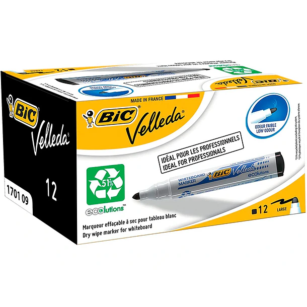 Marcador bic velleda preto cx 12 2