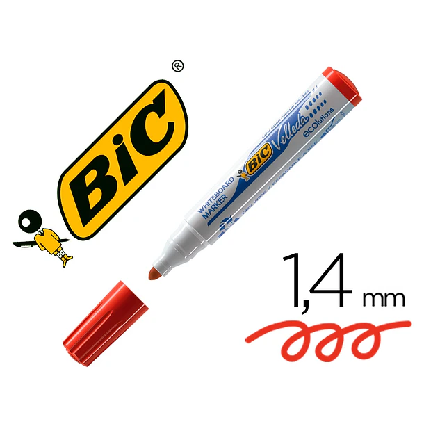 Marcador quadro branco  bic velleda vermelho cx 12 1